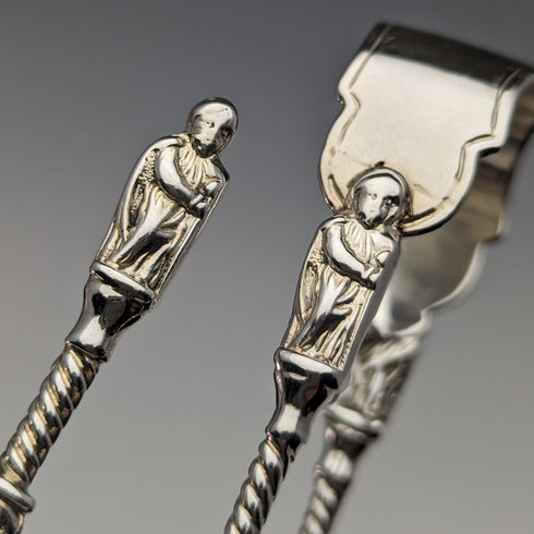 1875年 英国アンティーク 純銀製 ティーキャディースプーン&トング HENRY LIAS ケース入