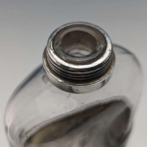 Late 19th century British antique silver plate decoration glass skittle hip flask