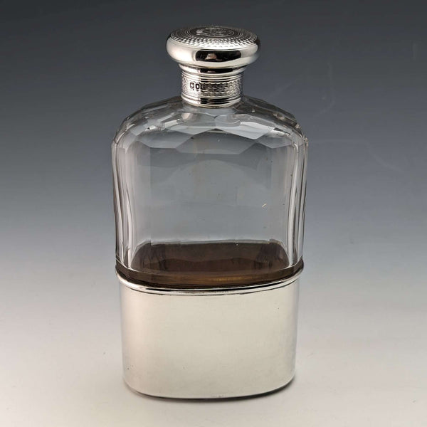 1900 年英國古董純銀蓋玻璃彩虹柱酒壺 Mappin Brothers