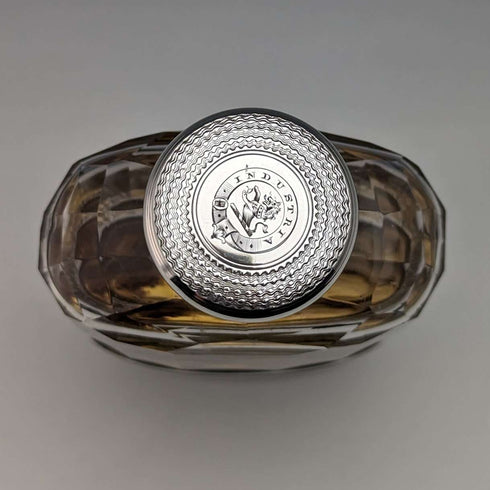 1900 British Antique Sterling Silver Lid Glass Skittles Hip Flask Mappin Brothers