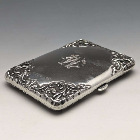 1900 British Antique Sterling Silver Double Door Card Case Walker & Hall