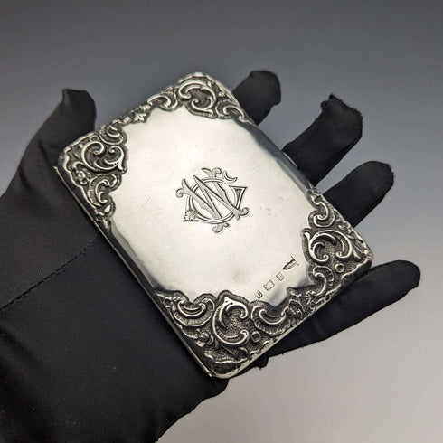 1900 British Antique Sterling Silver Double Door Card Case Walker & Hall