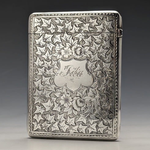 1887 British Antique Sterling Silver Card Case 76g George Unite