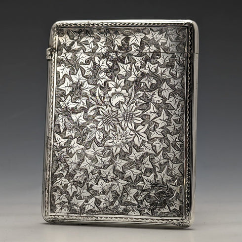 1887 British Antique Sterling Silver Card Case 76g George Unite