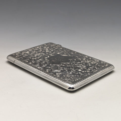 1887 British Antique Sterling Silver Card Case 76g George Unite