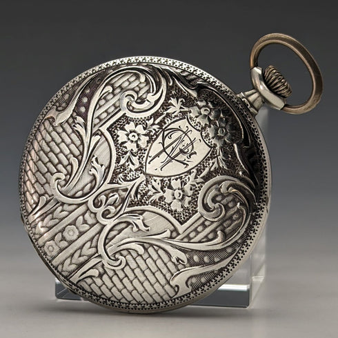 古董瑞士 Longbeen 懷錶薄銀側獵人錶殼,工作狀態良好