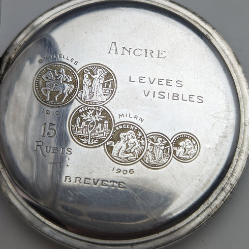 古董瑞士 Longbeen 懷錶薄銀側獵人錶殼,工作狀態良好