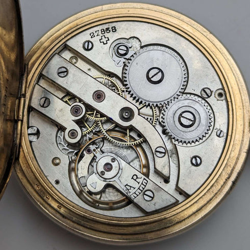 Antique Swiss Modernista Jumping Hour pocket watch works well
