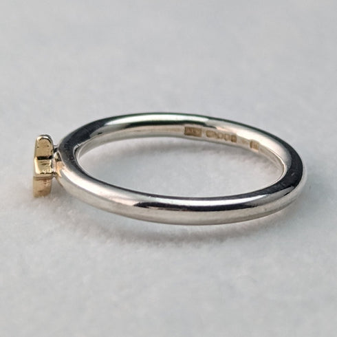 英国製 ジュエリー 9ctゴールドスター 純銀リング 指輪 ALM