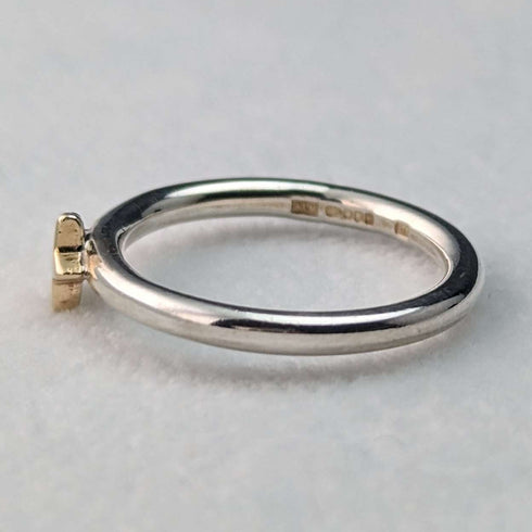 British Jewelry 9ct Gold Star Sterling Silver Ring Ring ALM