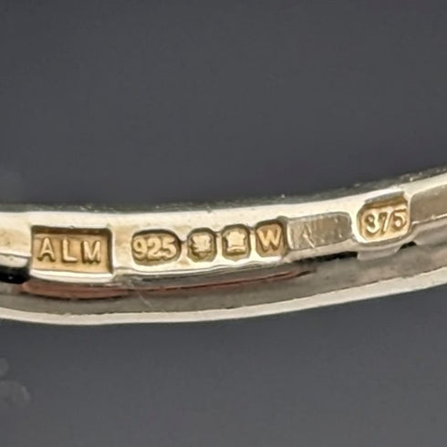 英国製 ジュエリー 9ctゴールドスター 純銀リング 指輪 ALM