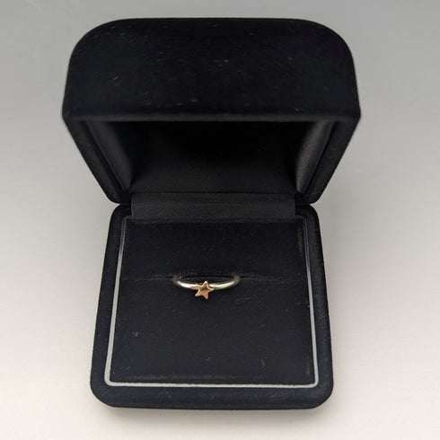 英国製 ジュエリー 9ctゴールドスター 純銀リング 指輪 ALM