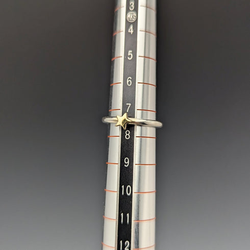 英国製 ジュエリー 9ctゴールドスター 純銀リング 指輪 ALM