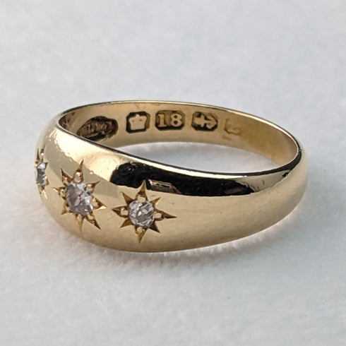 1899年 英国アンティークジュエリー 18金 ダイヤ ジプシーリング 指輪