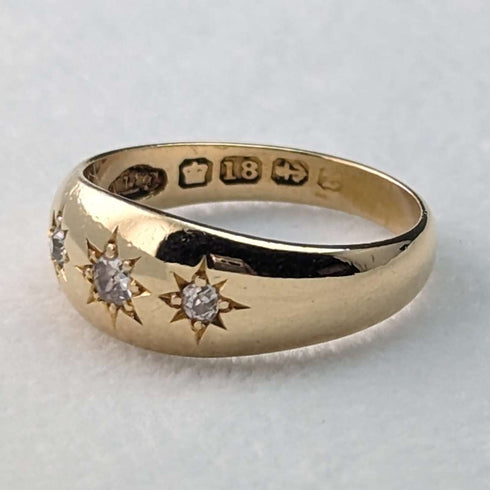 1899 British Antique Jewelry 18K Diamond Gypsy Ring Ring