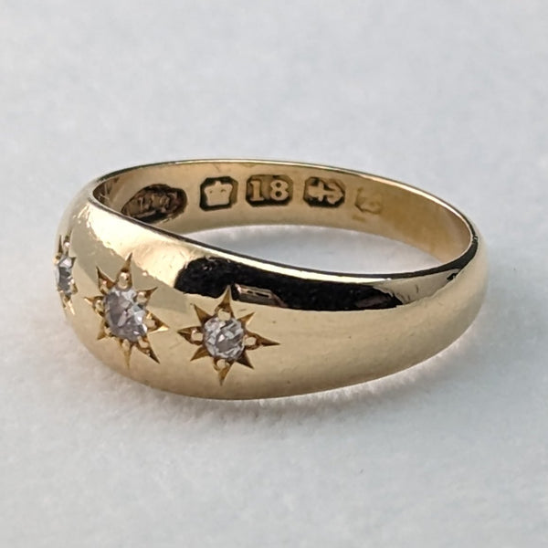 1899 British Antique Jewelry 18K Diamond Gypsy Ring Ring