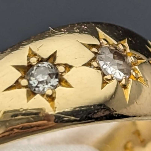 1899 British Antique Jewelry 18K Diamond Gypsy Ring Ring
