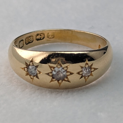 1899年 英国アンティークジュエリー 18金 ダイヤ ジプシーリング 指輪