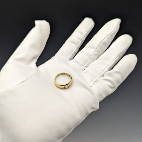 1899年 英国アンティークジュエリー 18金 ダイヤ ジプシーリング 指輪