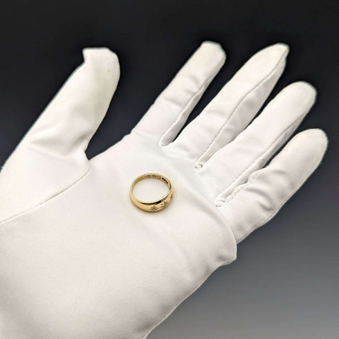1899 British Antique Jewelry 18K Diamond Gypsy Ring Ring