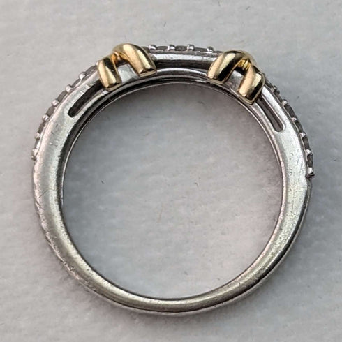 British Vintage Jewelry Mele Diamond & 9ct Gold & Sterling Silver Ring
