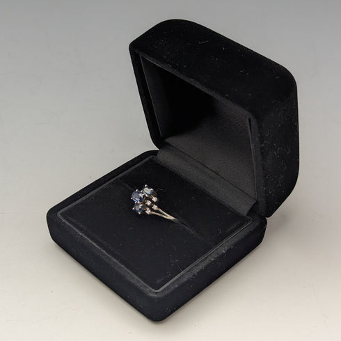 英国ヴィンテージジュエリー ブルー&ホワイトストーン 純銀リング 指輪