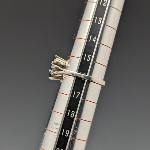 英国ヴィンテージジュエリー ブルー&ホワイトストーン 純銀リング 指輪