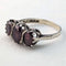 1977 British Vintage Jewelry 3 Garnet Sterling Silver Ring Ring