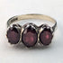 1977 British Vintage Jewelry 3 Garnet Sterling Silver Ring Ring