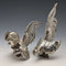 1962 German Vintage Sterling Silver Fighting Cock Figurine Pair Total 242g Israel Freeman