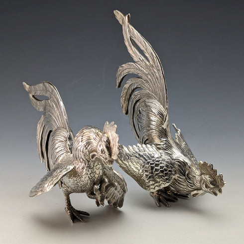 1962 年德國復古純銀鬥雞雕像一對總計 242 克以色列弗里曼