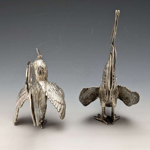 1962 German Vintage Sterling Silver Fighting Cock Figurine Pair Total 242g Israel Freeman