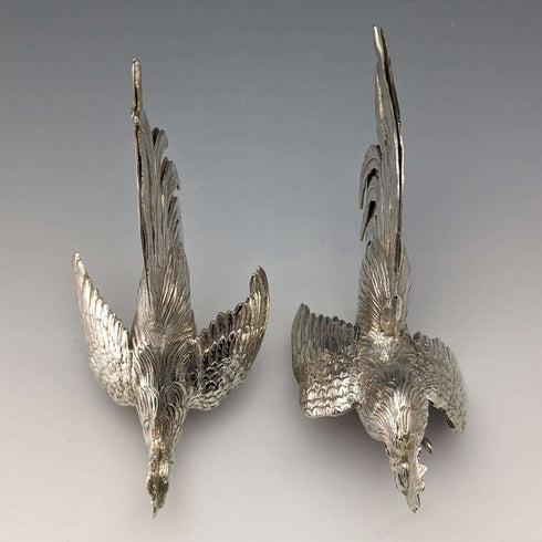 1962 German Vintage Sterling Silver Fighting Cock Figurine Pair Total 242g Israel Freeman