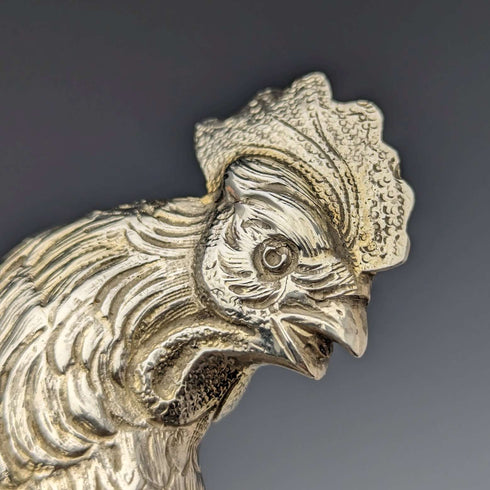 1962 German Vintage Sterling Silver Fighting Cock Figurine Pair Total 242g Israel Freeman