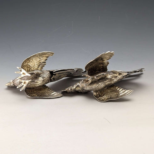 1962 German Vintage Sterling Silver Fighting Cock Figurine Pair Total 242g Israel Freeman