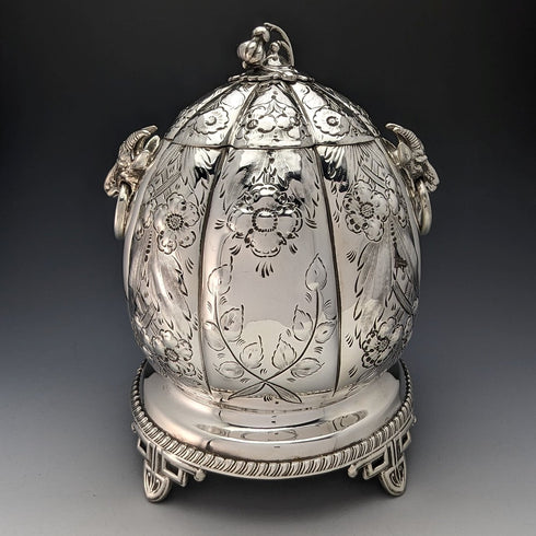 1880's British Antique Silver Plated Cookie Jar George Cutts & Sons