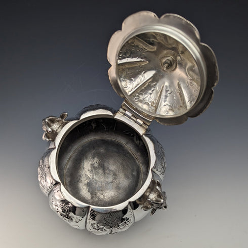 1880's British Antique Silver Plated Cookie Jar George Cutts & Sons