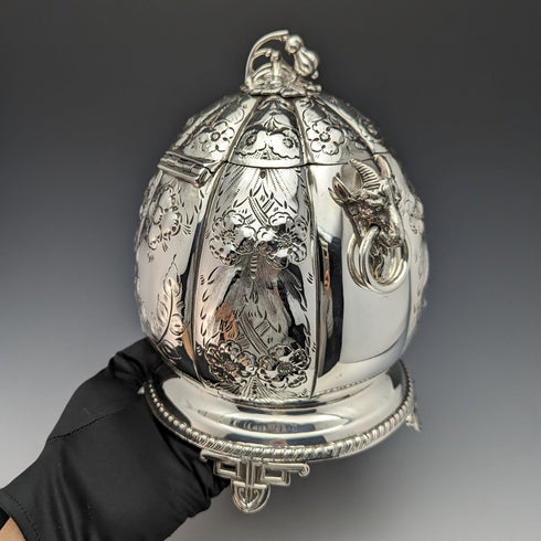 1880's British Antique Silver Plated Cookie Jar George Cutts & Sons