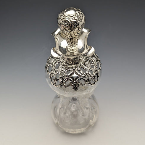 1900 年英國古董純銀醒酒器 Glug Glug 玻璃醒酒器