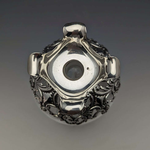 1900 British Antique Sterling Silver Decanter Glug Glug Glass Decanter