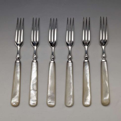 1950年代 英国ヴィンテージ 白蝶貝ハンドル カトラリー6ペアセット ケース入 Mappin & Webb