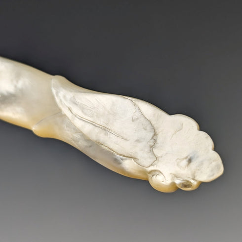 19 世紀末英國古董雕刻白色珍珠手柄甜點餐具 6 副套裝木盒裝