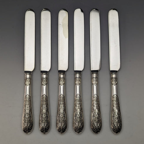 19 世紀末英國古董鍍銀甜點餐具 6 對套裝木盒裝 Fenton Brothers