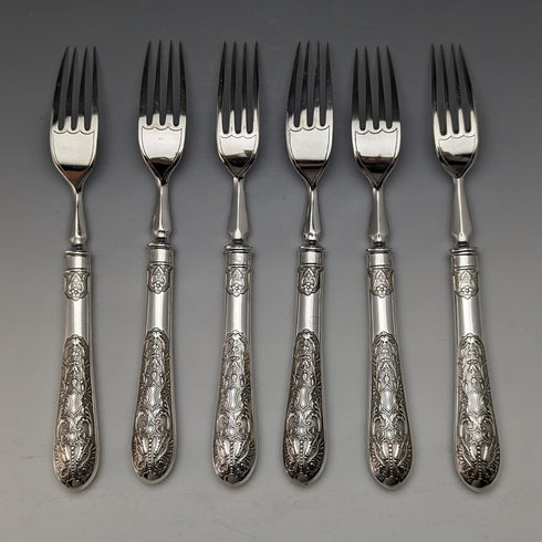 19 世紀末英國古董鍍銀甜點餐具 6 對套裝木盒裝 Fenton Brothers