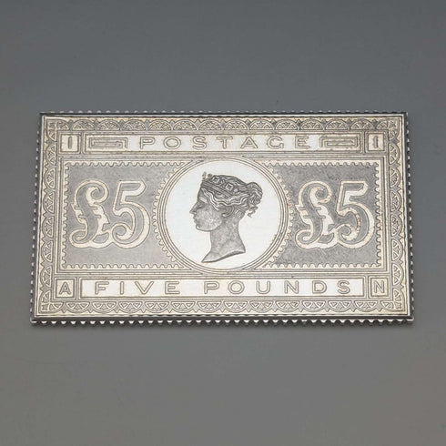 1977 Elizabeth II 25th Coronation Jubilee Sterling Silver 5 Pound Stamp Replica 40g