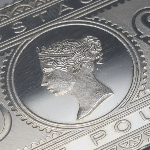 1977 Elizabeth II 25th Coronation Jubilee Sterling Silver 5 Pound Stamp Replica 40g