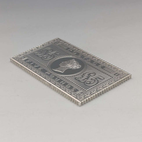 1977 Elizabeth II 25th Coronation Jubilee Sterling Silver 5 Pound Stamp Replica 40g