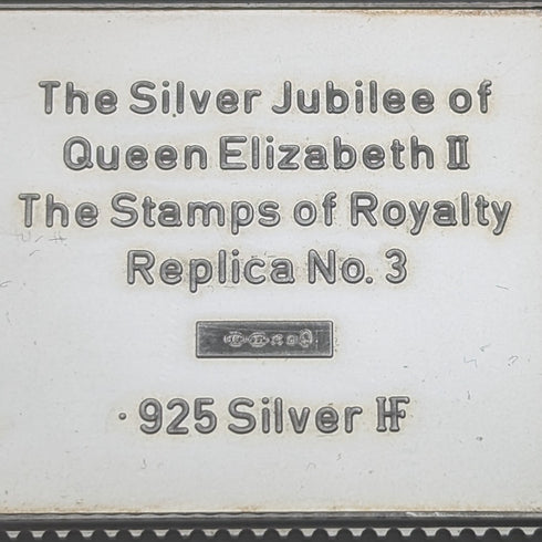 1977 Elizabeth II 25th Coronation Jubilee Sterling Silver 5 Pound Stamp Replica 40g
