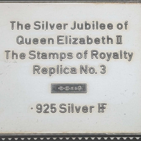 1977 Elizabeth II 25th Coronation Jubilee Sterling Silver 5 Pound Stamp Replica 40g