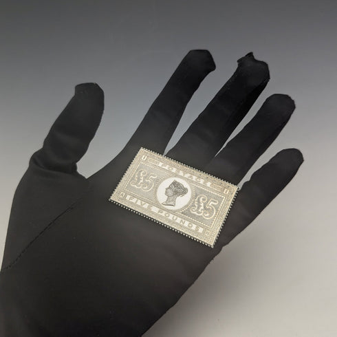 1977 Elizabeth II 25th Coronation Jubilee Sterling Silver 5 Pound Stamp Replica 40g